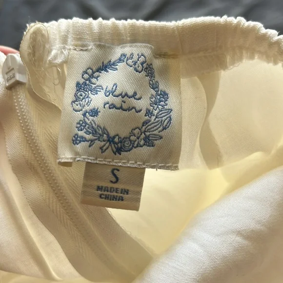 #7 BLUE RAIN White Ruffled Mini Dress Size S - Picture 7 of 8